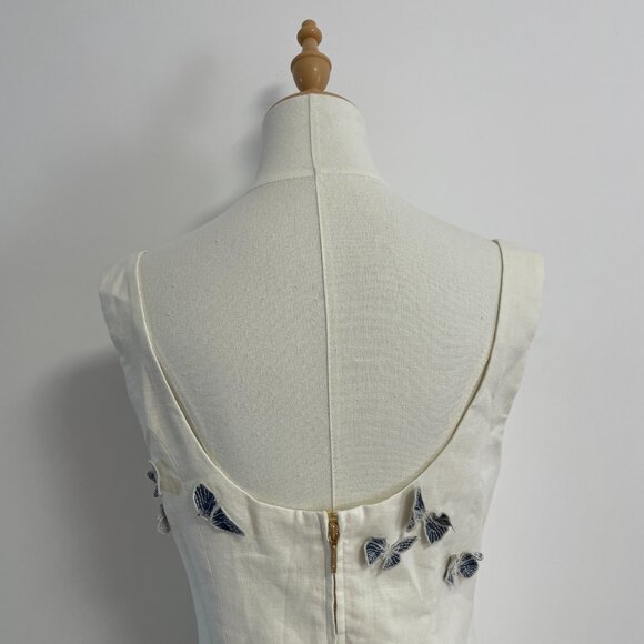 AGUA BY AGUA BENDITA Pluma Lymanopoda appliquéd gathered linen mini dress - Picture 8 of 13